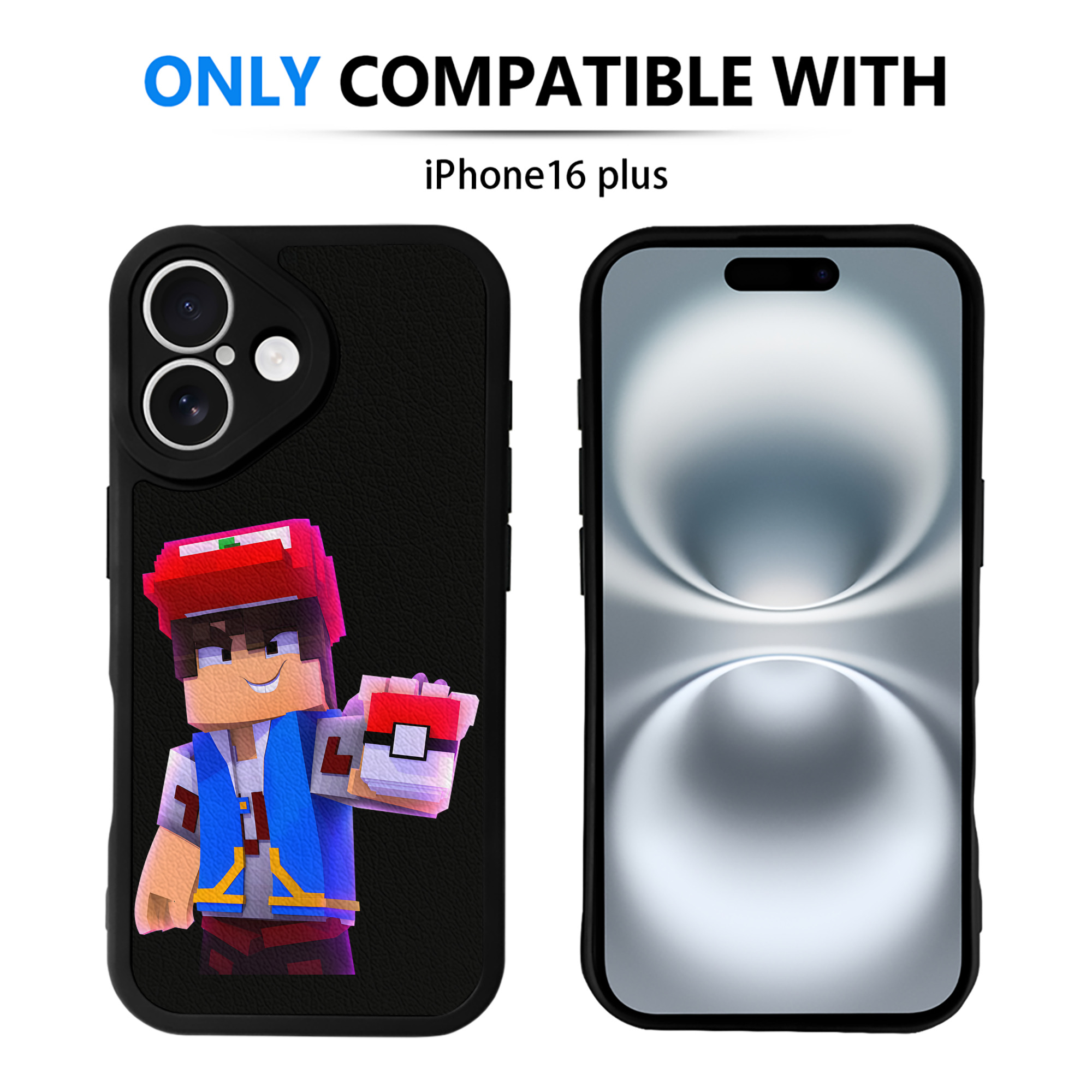 （画像用） マインクラフト ブロックの世界 Minecraft MC Block world 【iPhone 16シリーズ対応】シリコンスマホケース（レザー調） 材質：シリコン